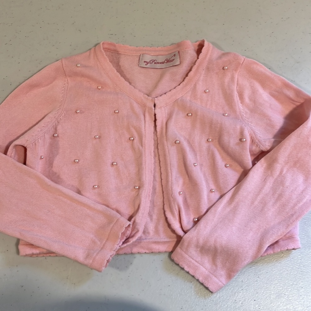Girls Cropped Pink Sweater